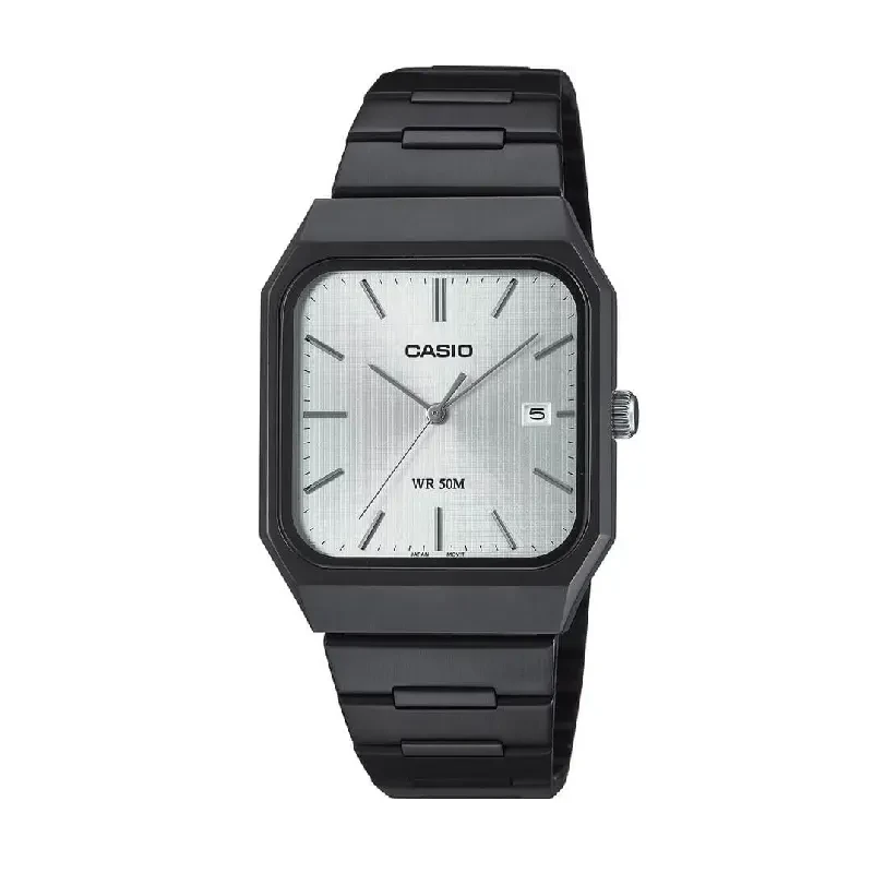 Casio Enticer Classic Silver Dial Black Band Men's Watch- MTP-B185B-7AV